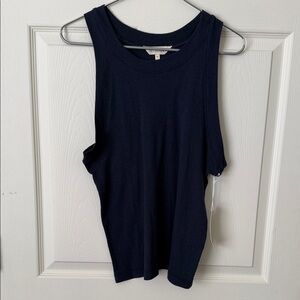 78 & SUNNY Navy Blue Palm Bay High neck Tank.